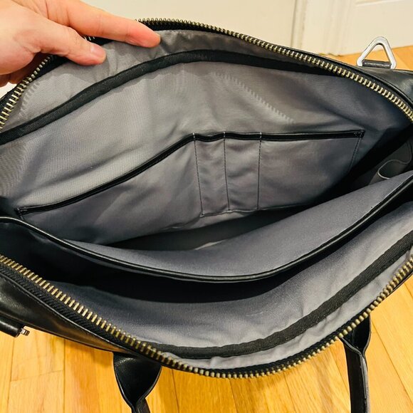 Cole Haan Black Leather Briefcase Messenger Bag - Picture 7 of 16